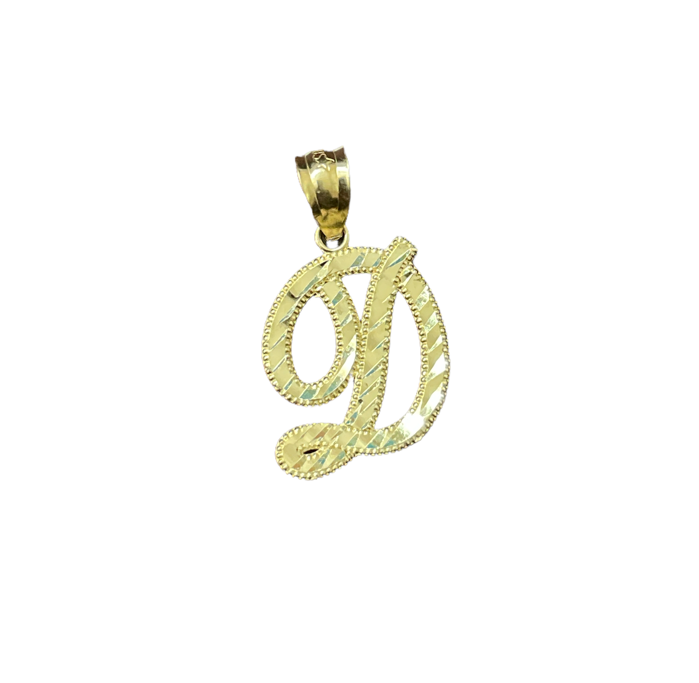 10K Y.Gold Initial Charm Cursive "D"