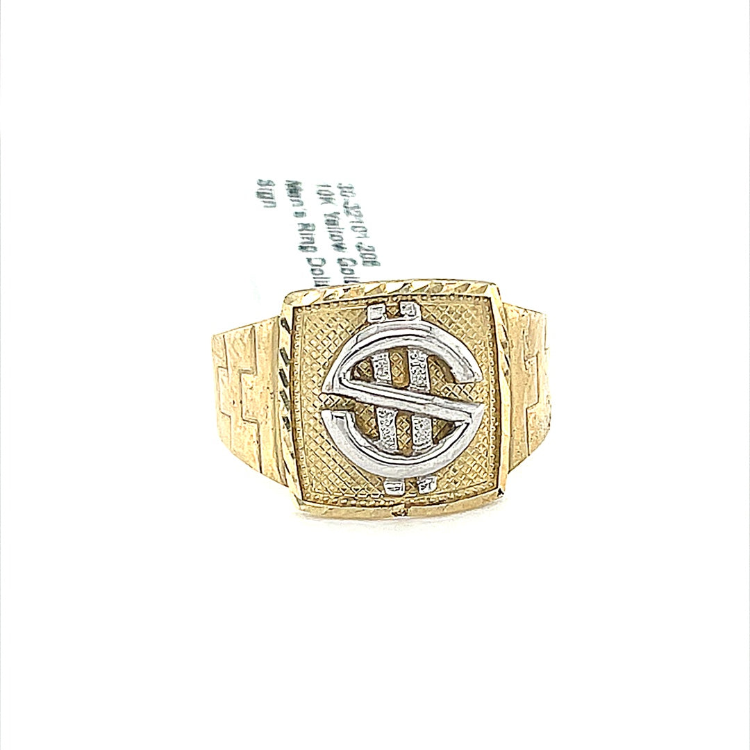 10K Yellow Gold Men's Ring Dollar Sign