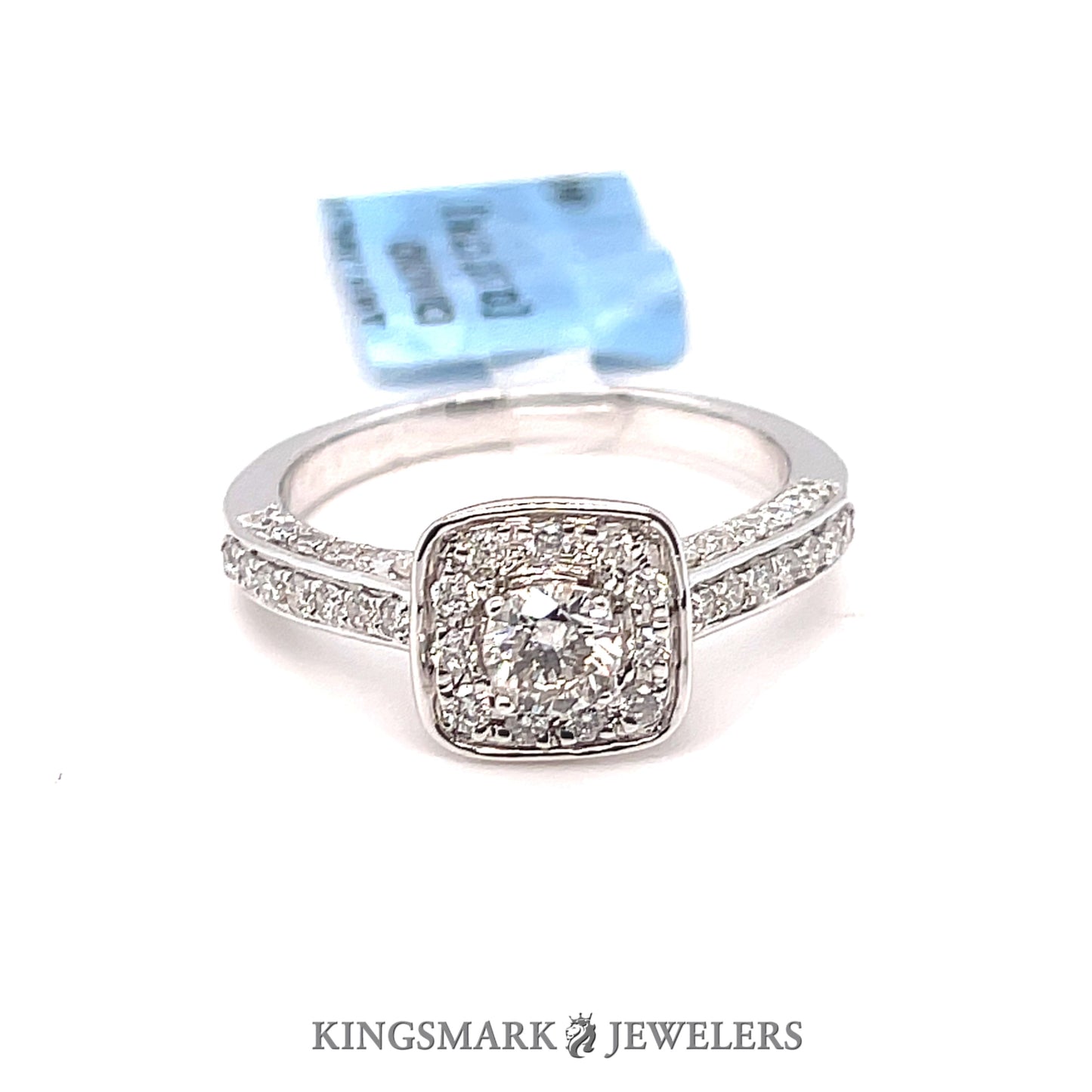 14K White Gold 1.00ct Diamond Halo Ring Si1, G (CTR 0.32ct)