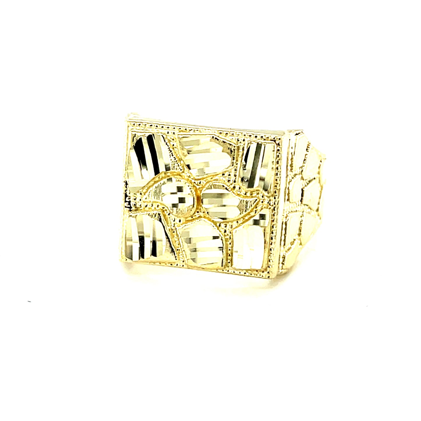 10K Yellow Gold Nugget Men's Ring