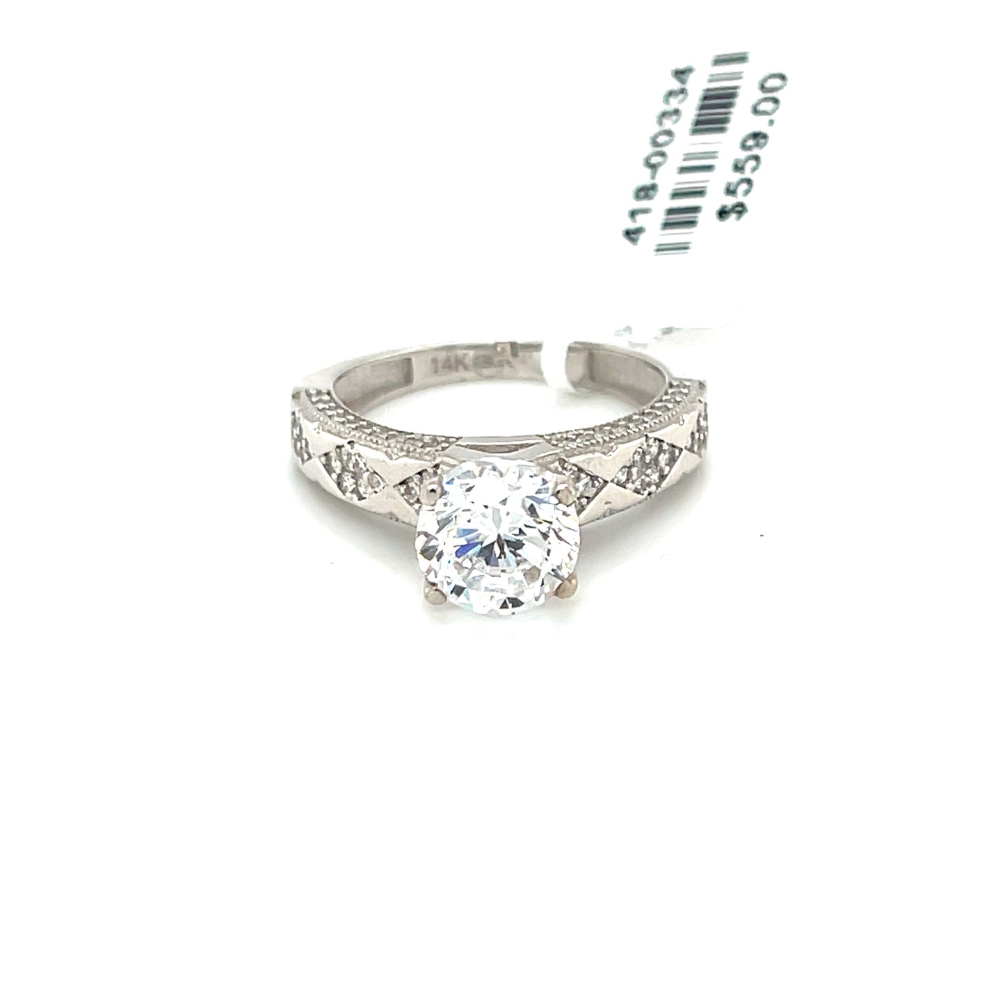 14K White Gold CZ Ladies Ring