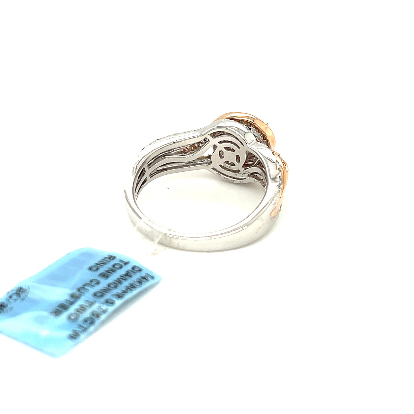 14K White+Rose Gold 0.75ct Diamond Cluster Ring Si1, G