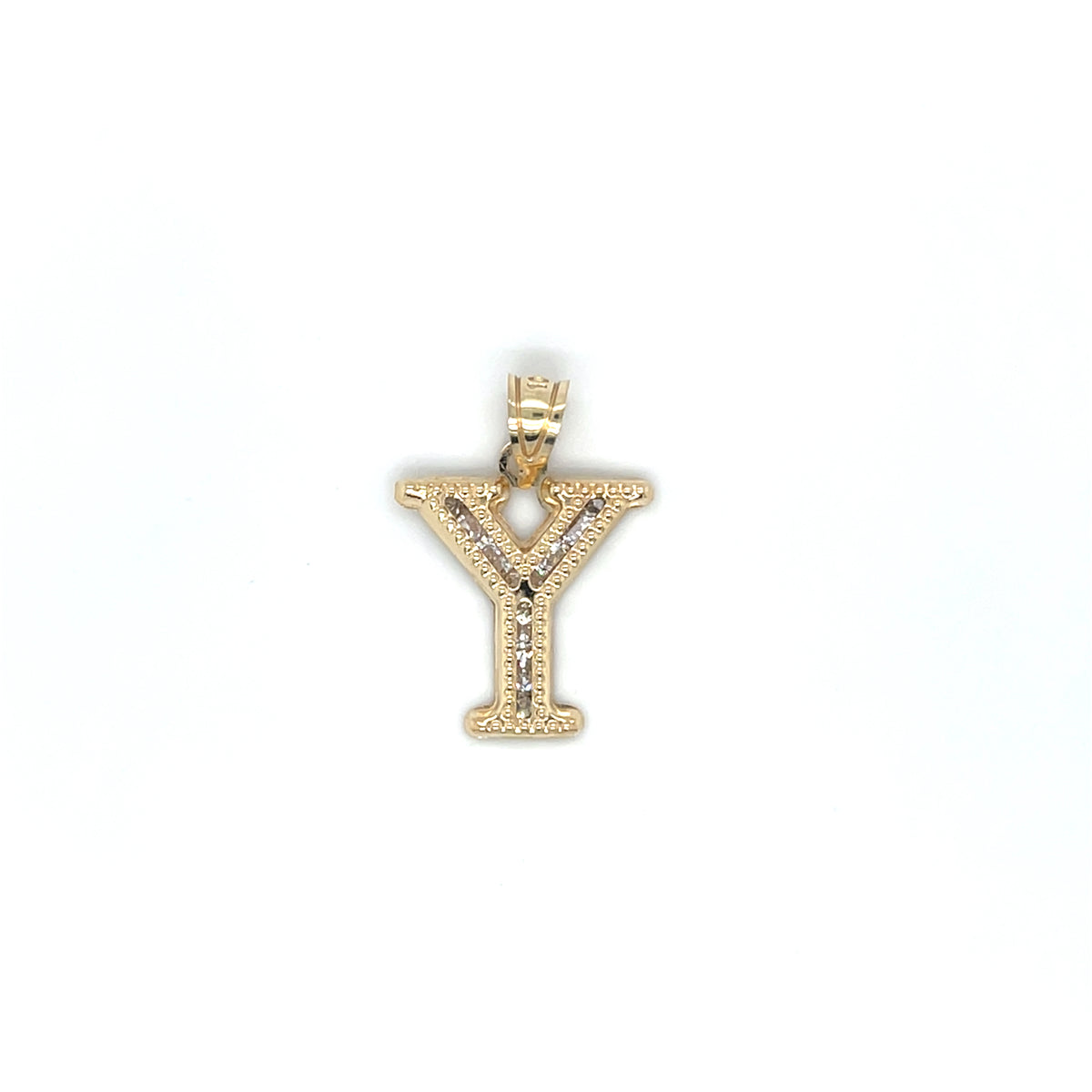 10KY Gold CZ Initial Charm Big