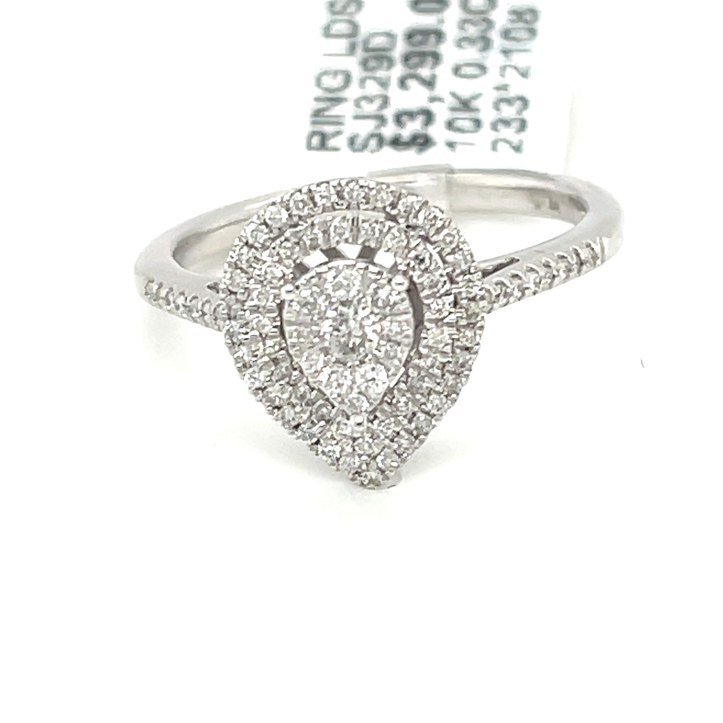 10K White Gold 0.33ct Diamond Tear Drop Cluster Ring Si2, H