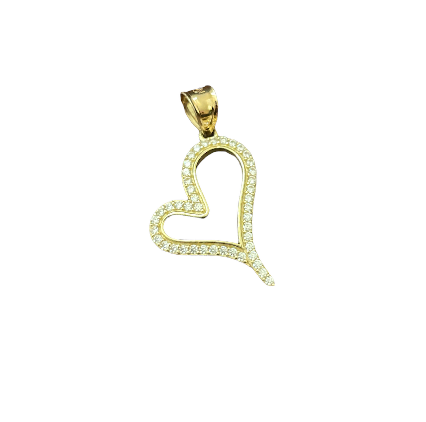 10K Yellow Gold CZ Heart Charm