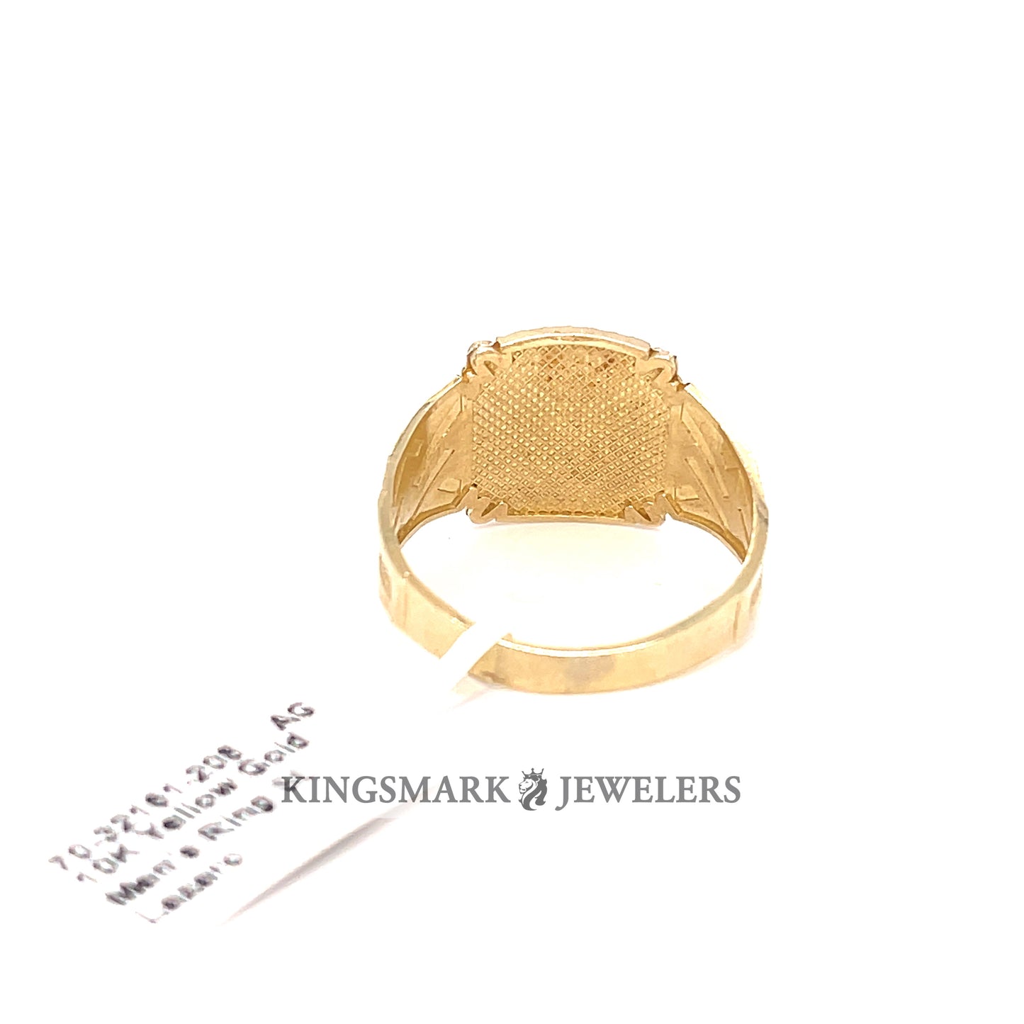 10K Yellow Gold Men's Ring 2-Tone St. Lazaro with Red Stone