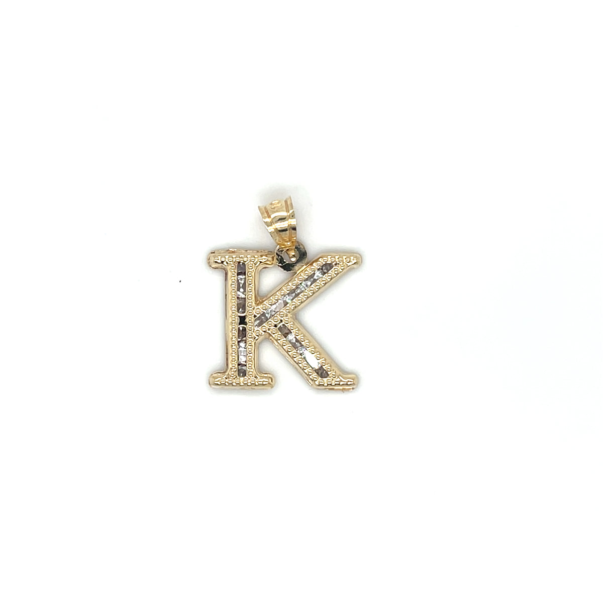 10KY Gold CZ Initial Charm Big