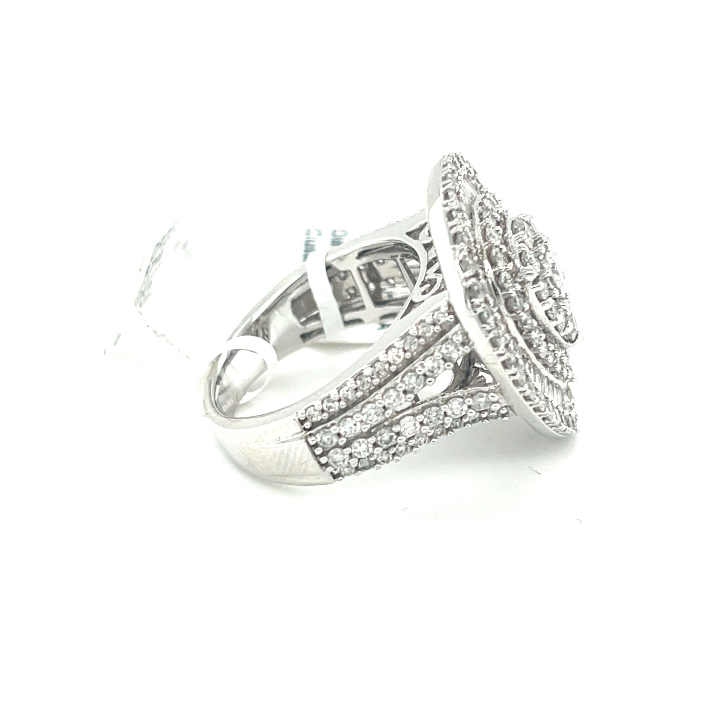 10K W.Gold 2.00ct Diamond Tear Drop Cluster Ring Si2, G