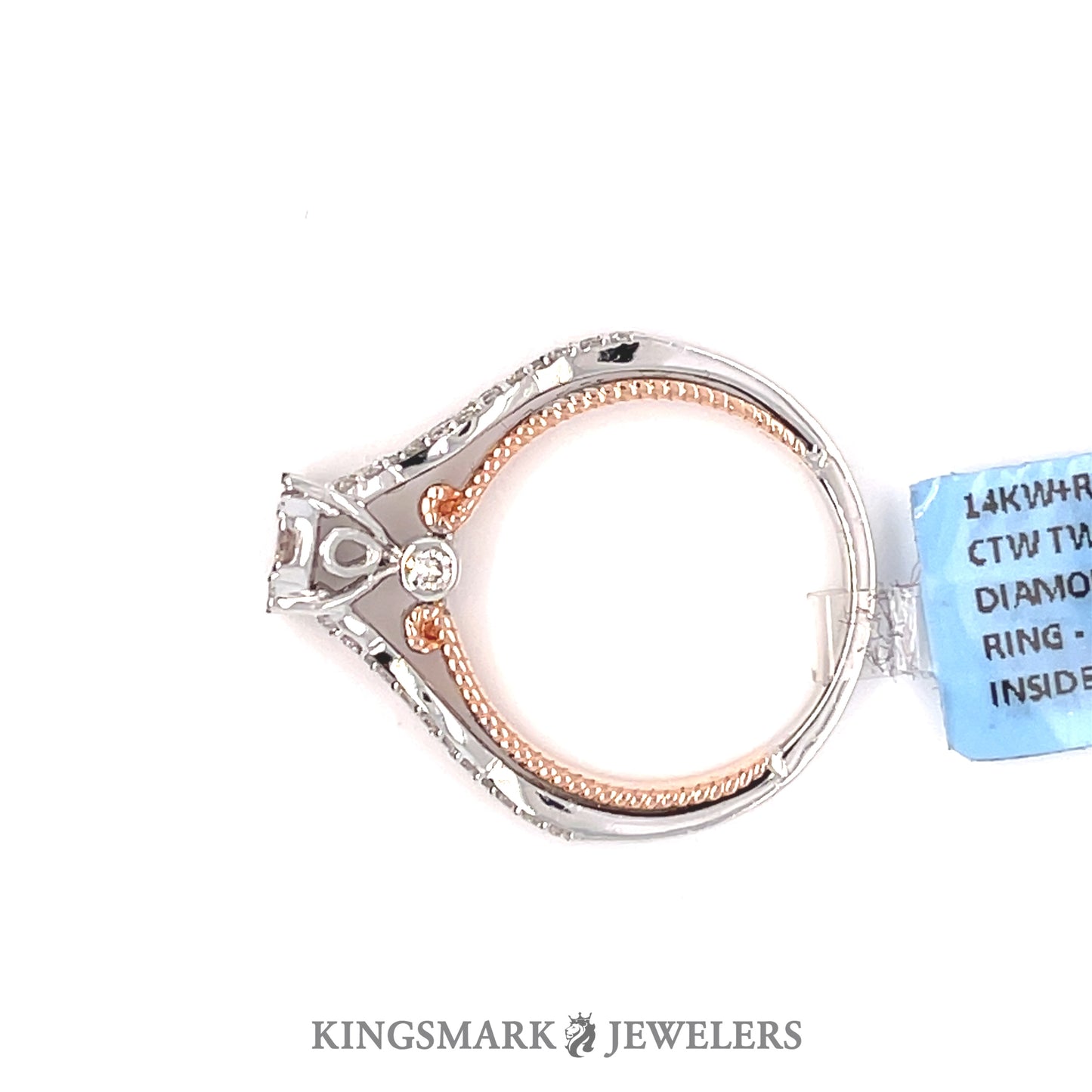 14K White+Rose Gold 0.65ct Diamond Cluster Ring Si1, G