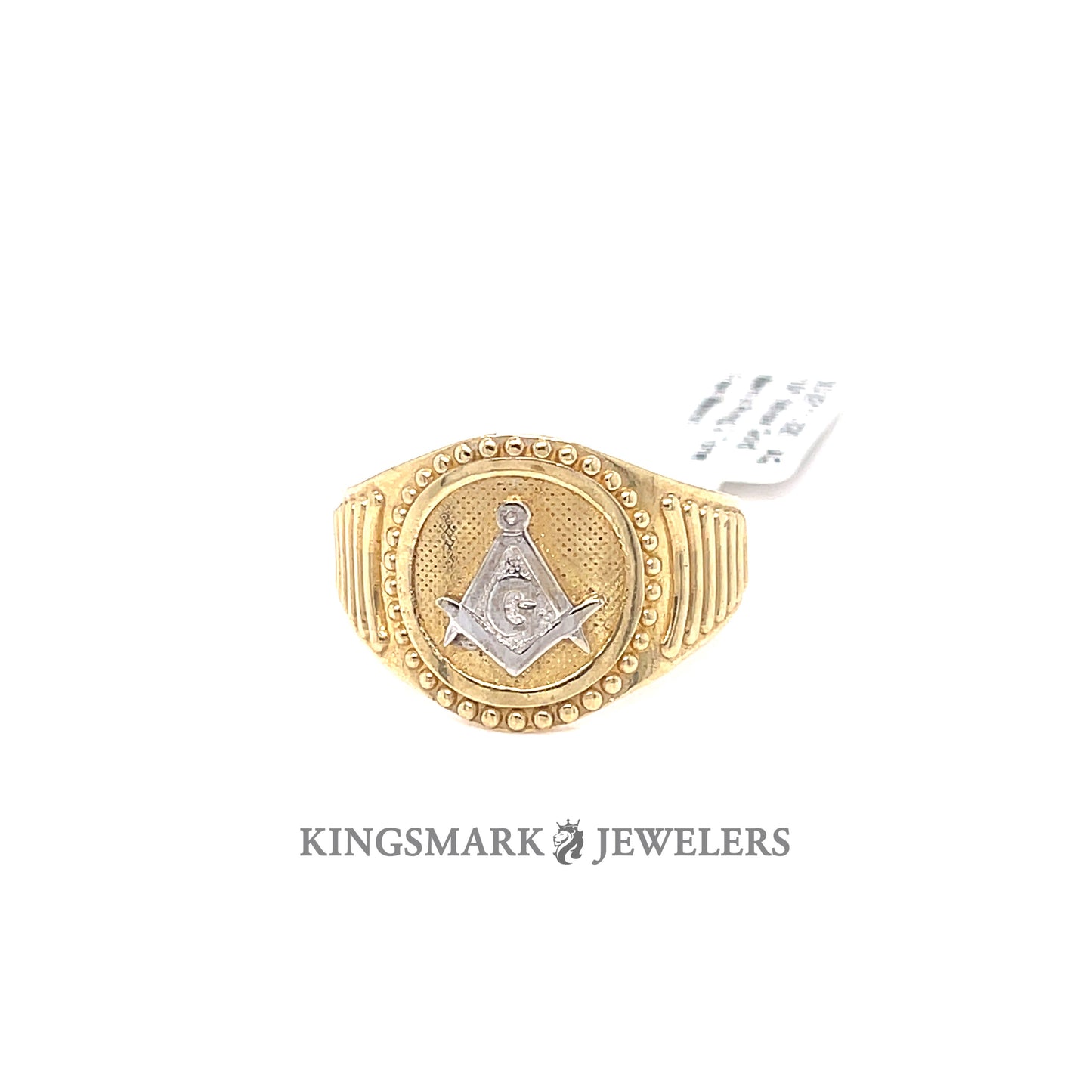 10K Yellow Gold Men's Ring 2-Tone Masonic