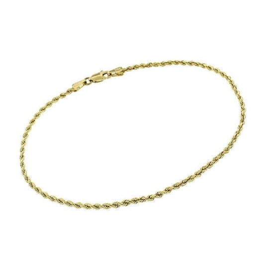 10K Y.Gold Solid Rope Anklet 2mm 10" (3.4g)