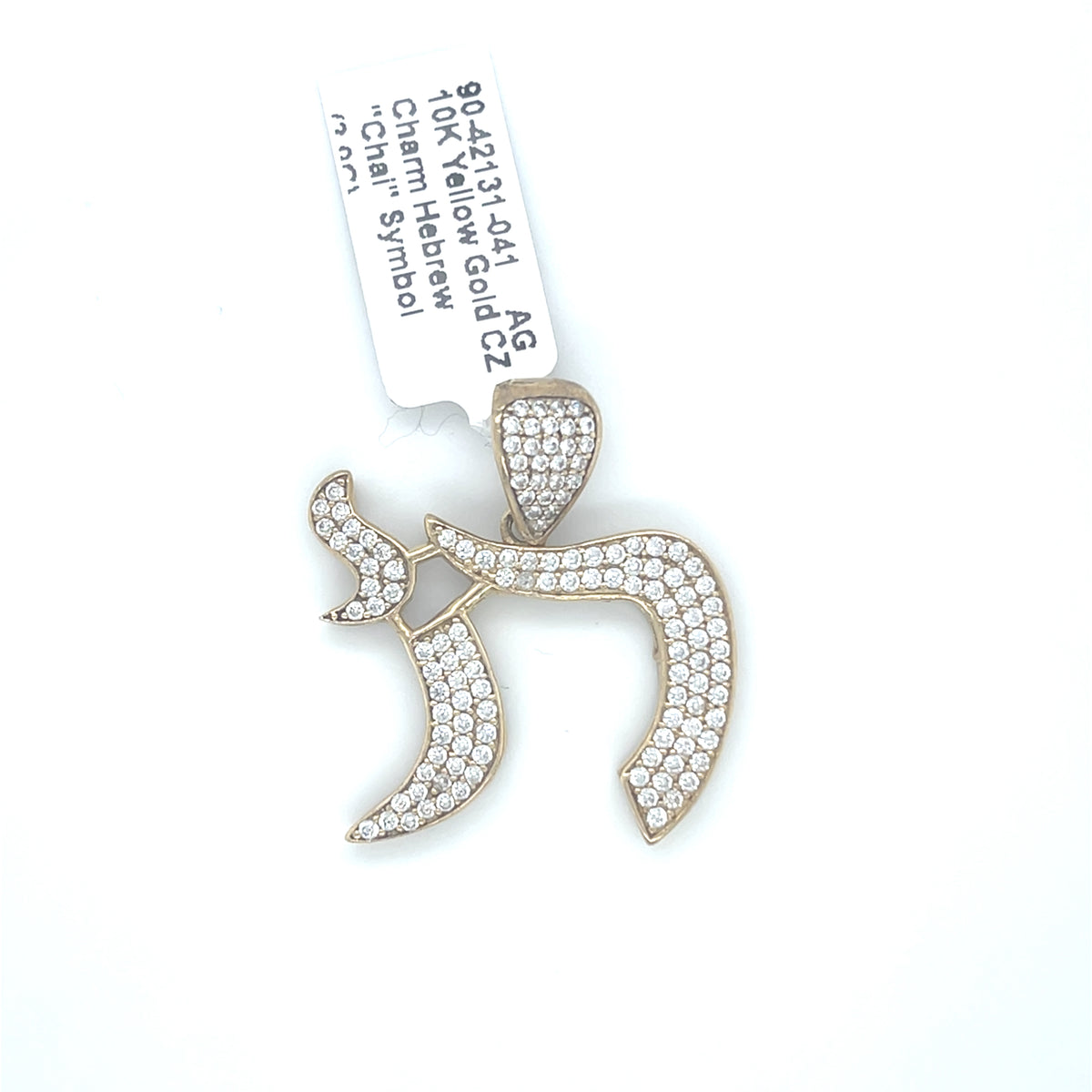 10K Yellow Gold CZ Charm Hebre