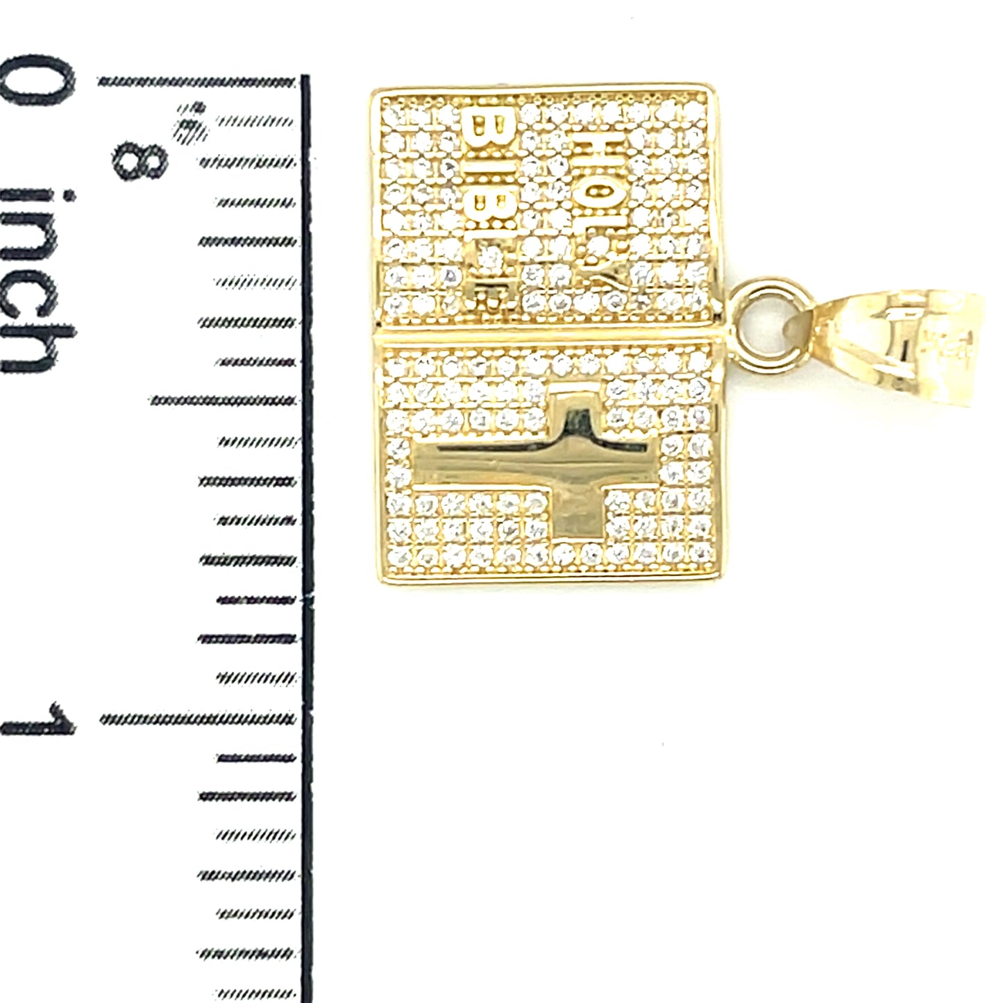 10K Y.Gold CZ Holy Bible Charm