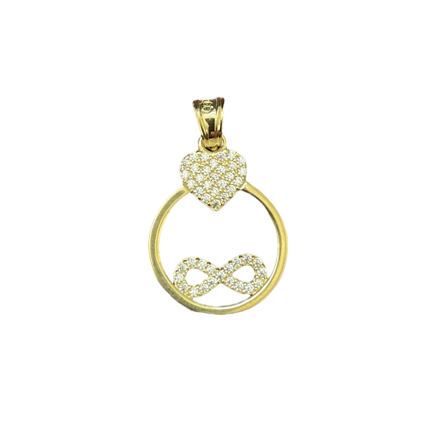 10K Yellow Gold CZ Heart Infinity Charm