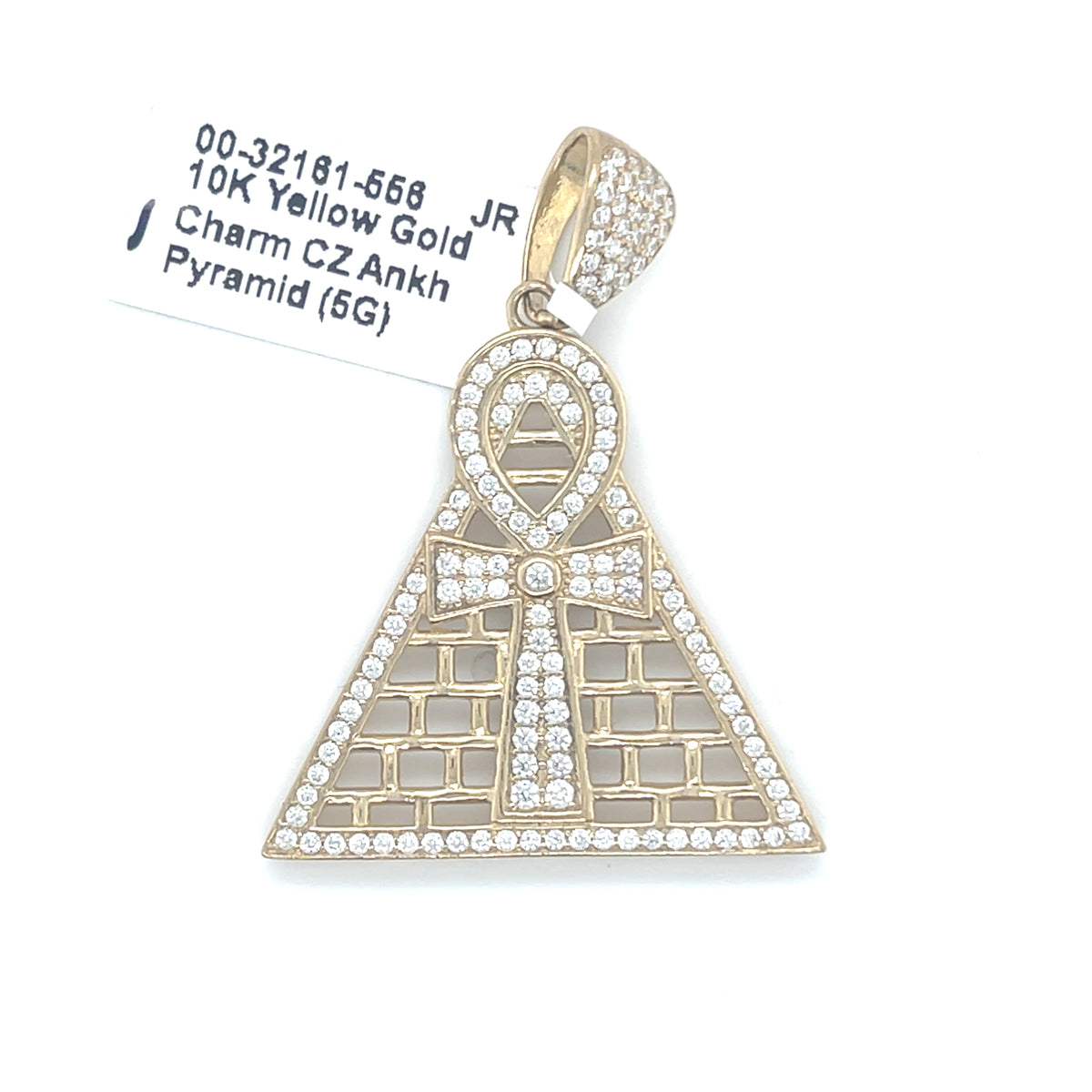 10K Yellow Gold Charm CZ Ankh