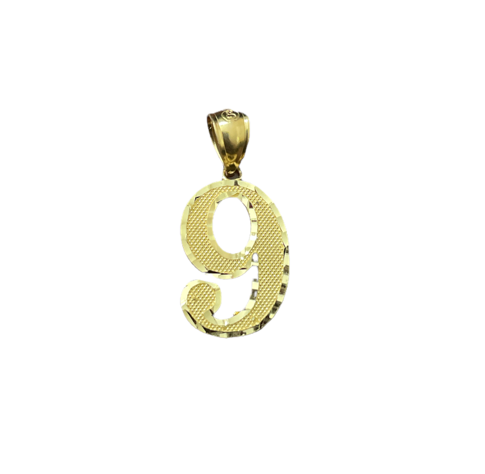 10K Yellow Gold Number "9" Cha