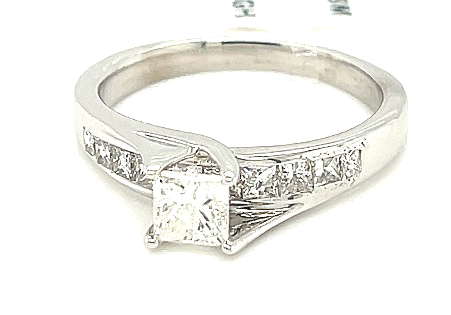 14KW Gold 1ct Diam Ring Prin Cut 0.50ct CTR Si1 GH