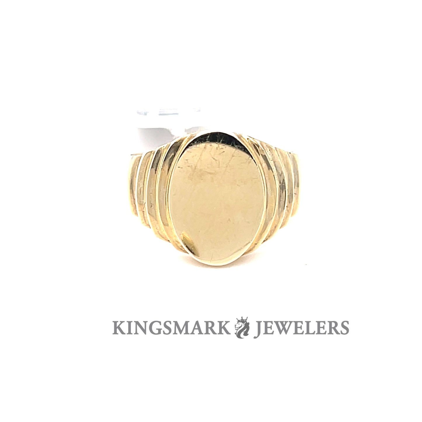 10K Yellow Gold Oval Signet Men's Ring
