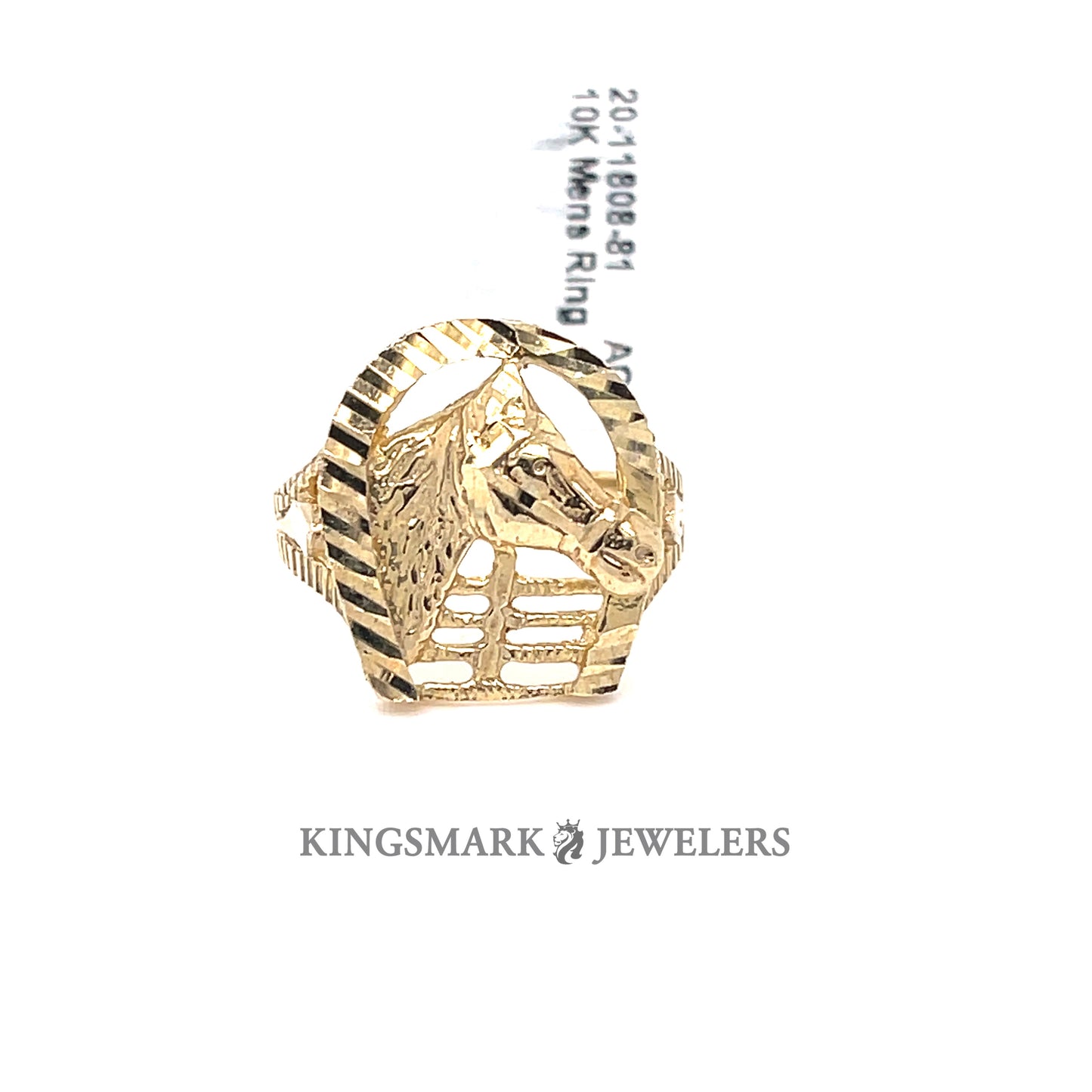 10K Yellow Gold Mens Ring Horse Shoe