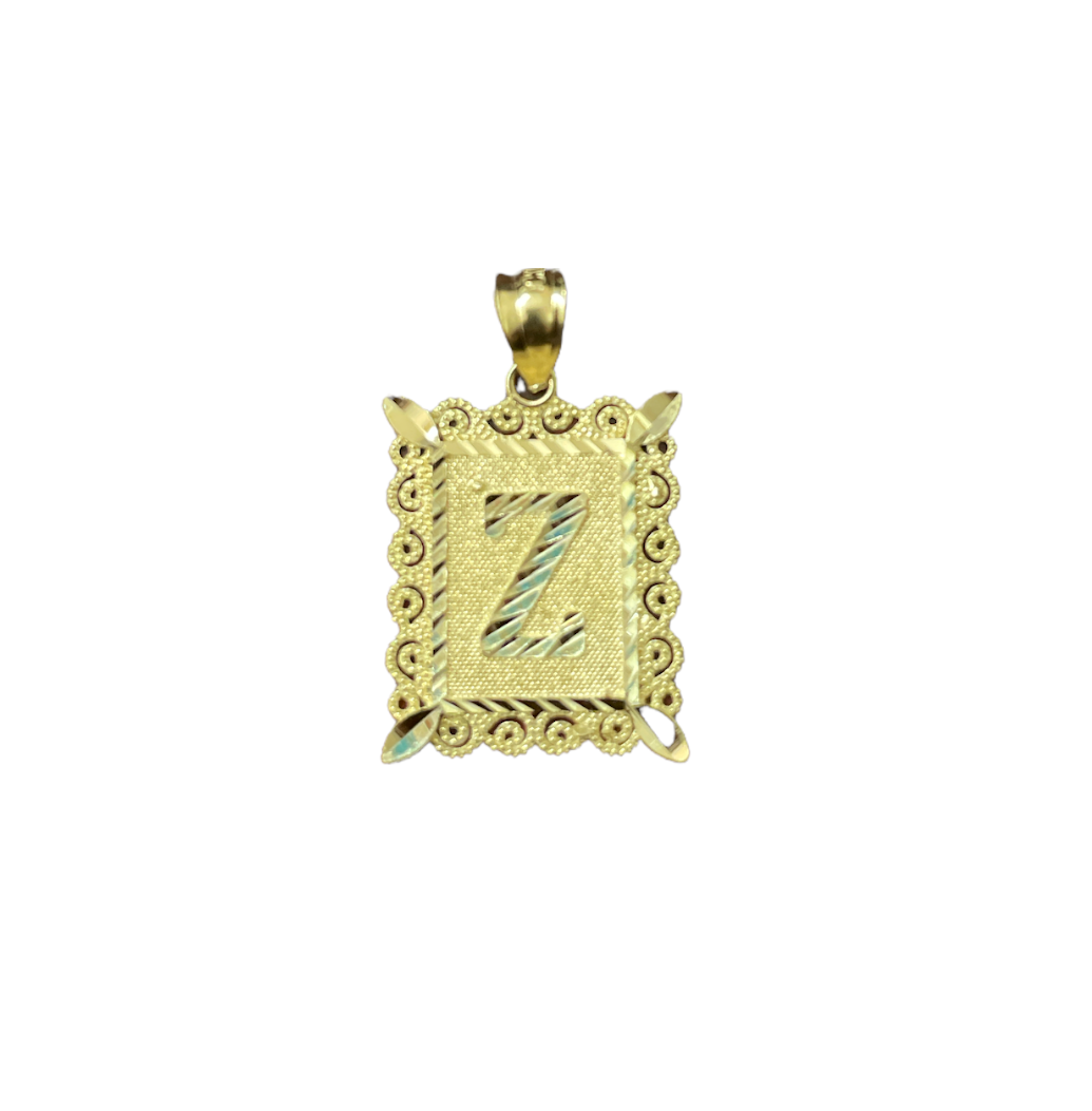10K Y.Gold Big Initial Charm "Z" in Square Frame