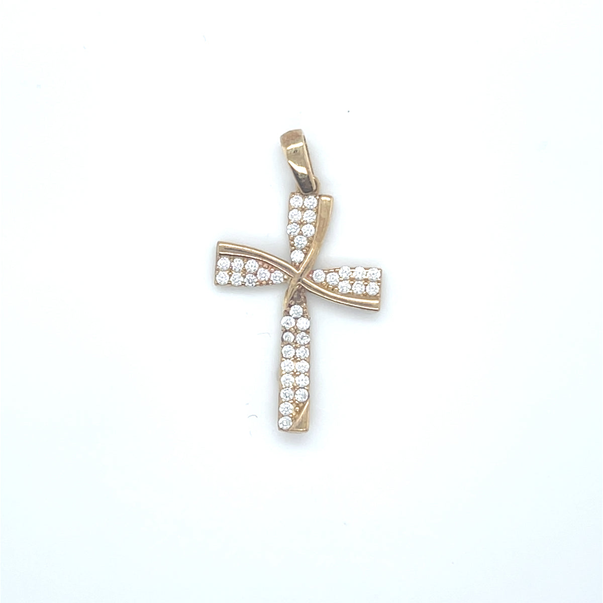 10K Y.Gold CZ Cross Pendant Sm