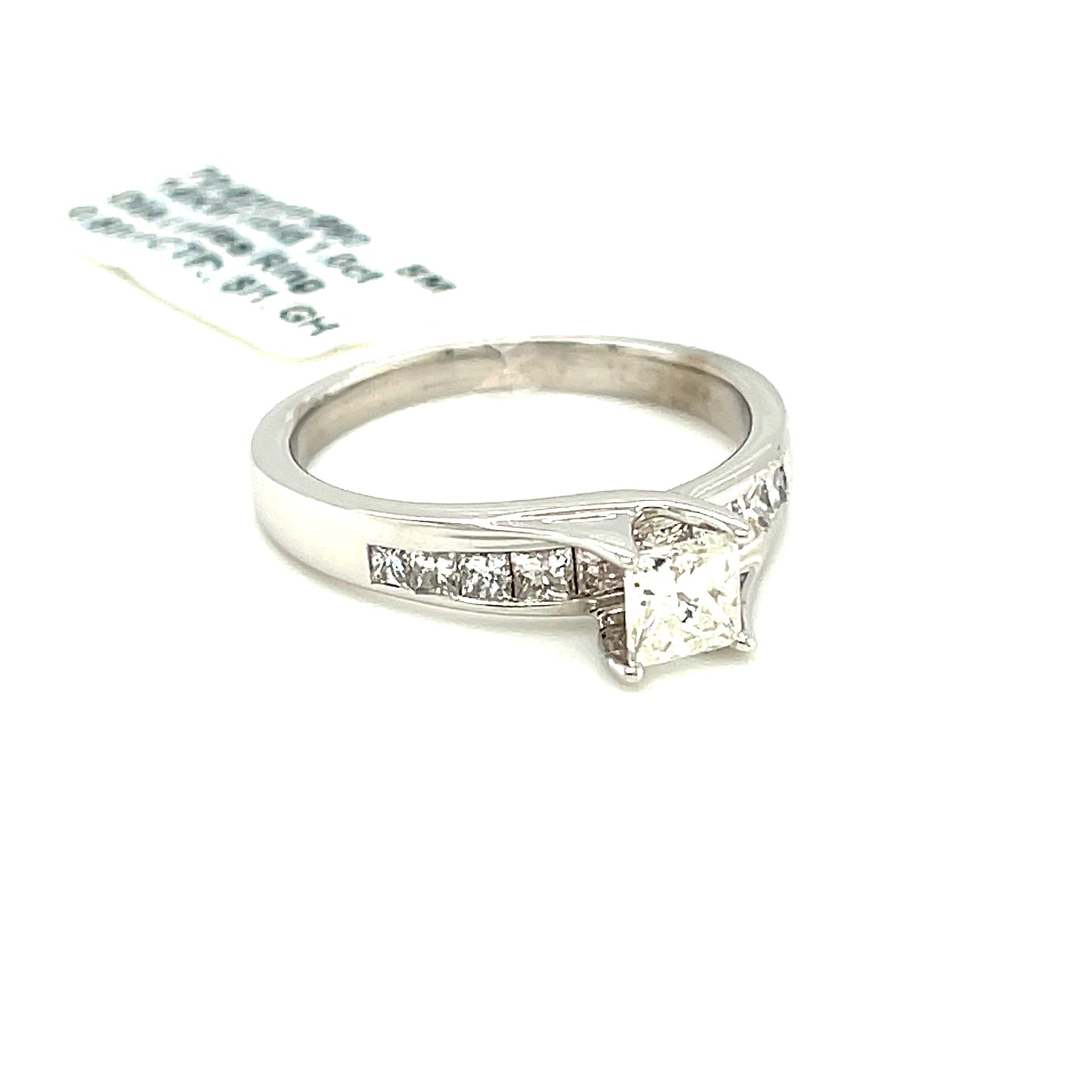 14KW Gold 1ct Diam Ring Prin Cut 0.50ct CTR Si1 GH