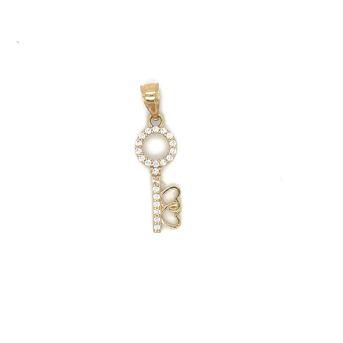 10KY Gold CZ Small Key & Heart