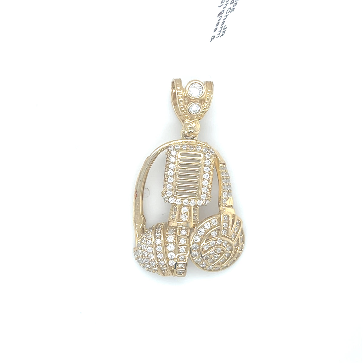 10K Y.Gold Charm CZ Headphones