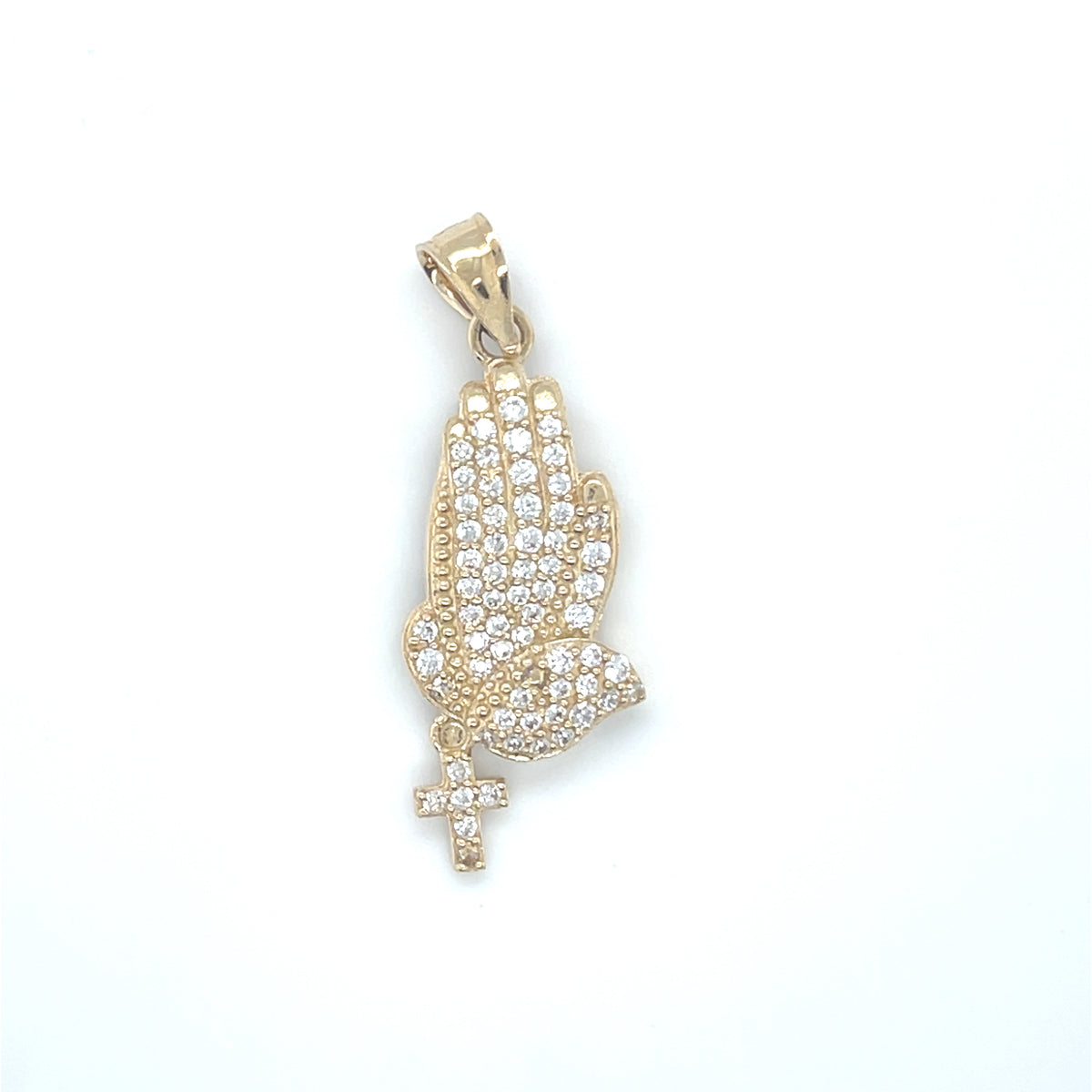 14K Y.Gold CZ Praying Hands wi