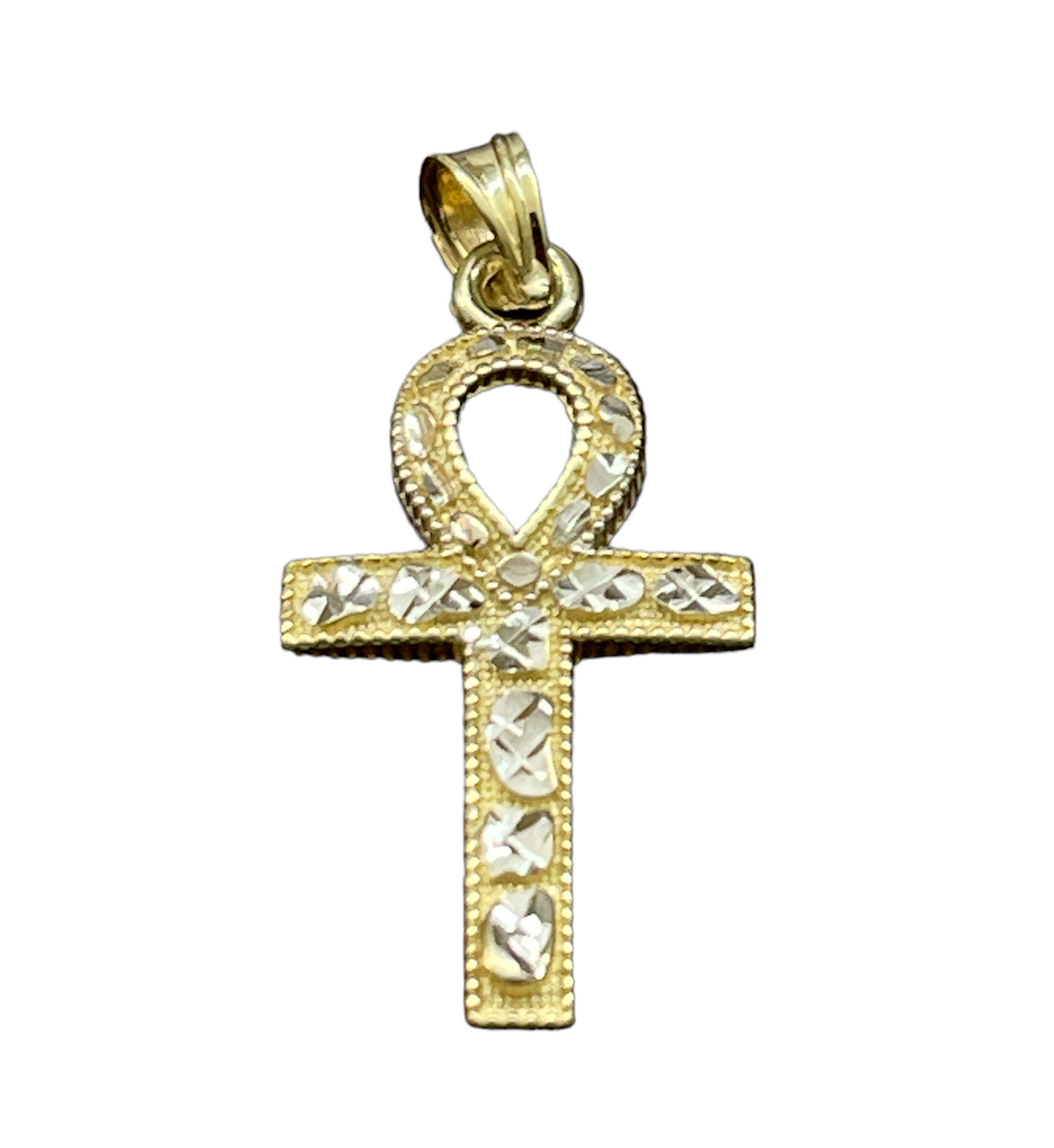 10K Y.Gold 2-Tone Small Ankh Charm