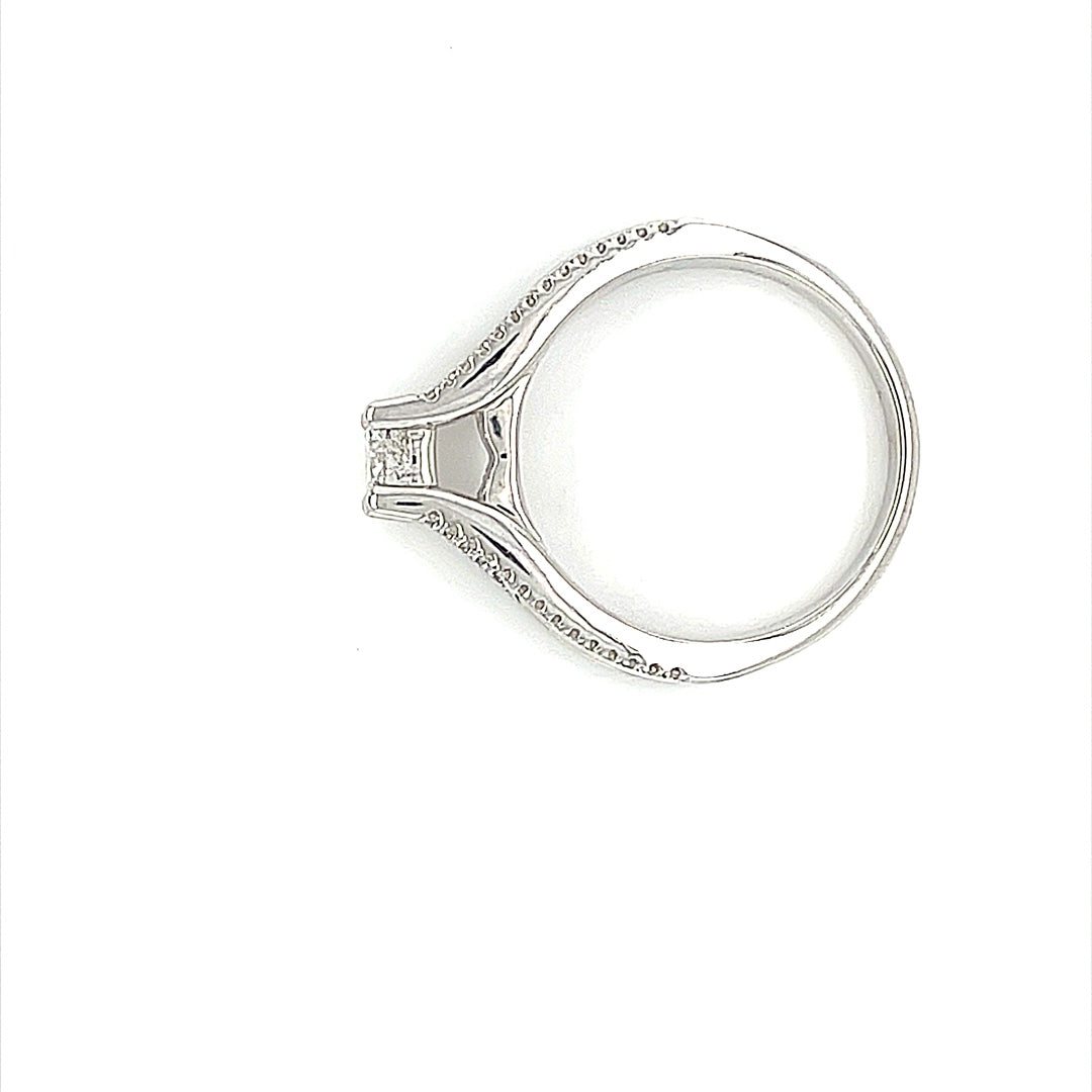 14K White Gold 1.00ct Diamond Ring, CTR 0.40, Si2, G