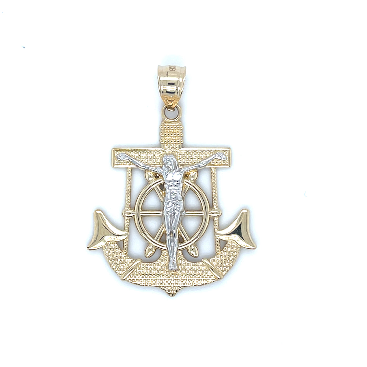 10K Y+W Large Anchor Crucifix