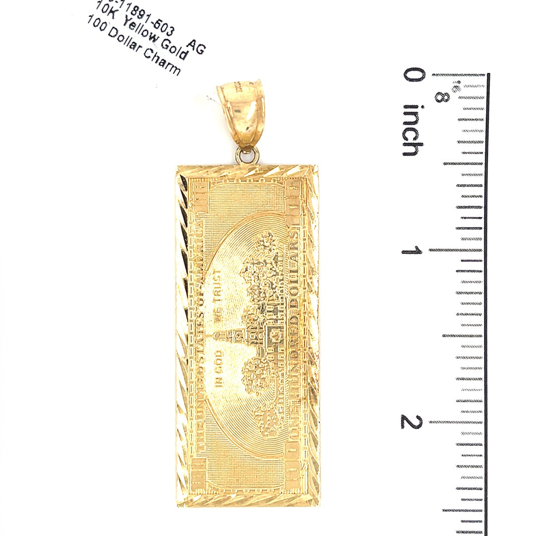 10K Yellow Gold 100 Dollar Charm