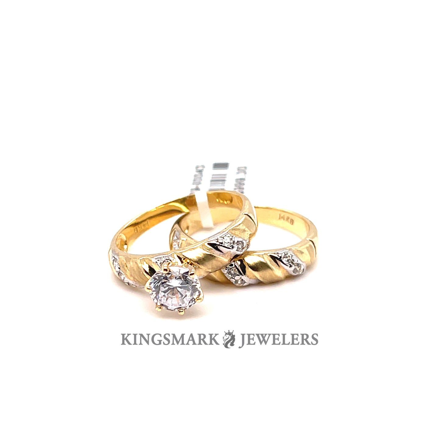 14K Yellow Gold CZ Bridal Set