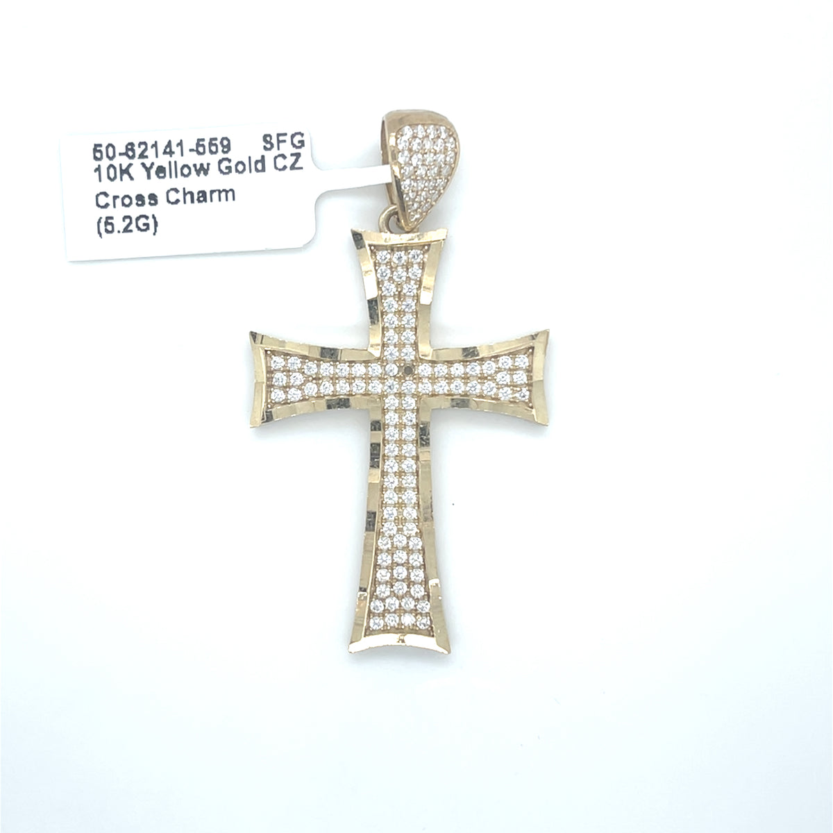 10K Yellow Gold CZ Cross Charm