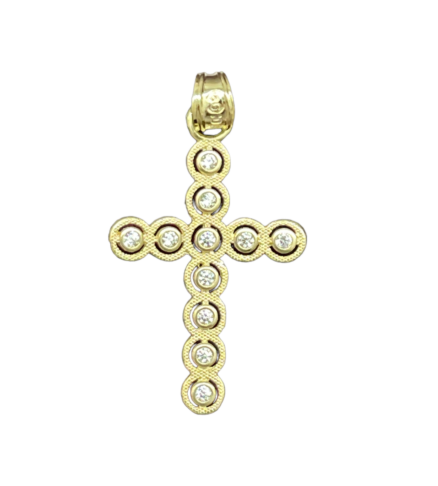 10K Y.Gold CZ Medium Cross Charm