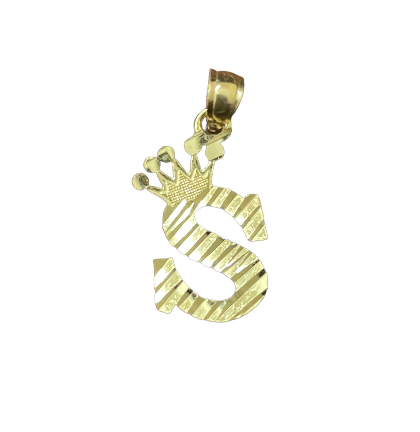 10K Y.Gold Initial Charm Letter "S" with Crown