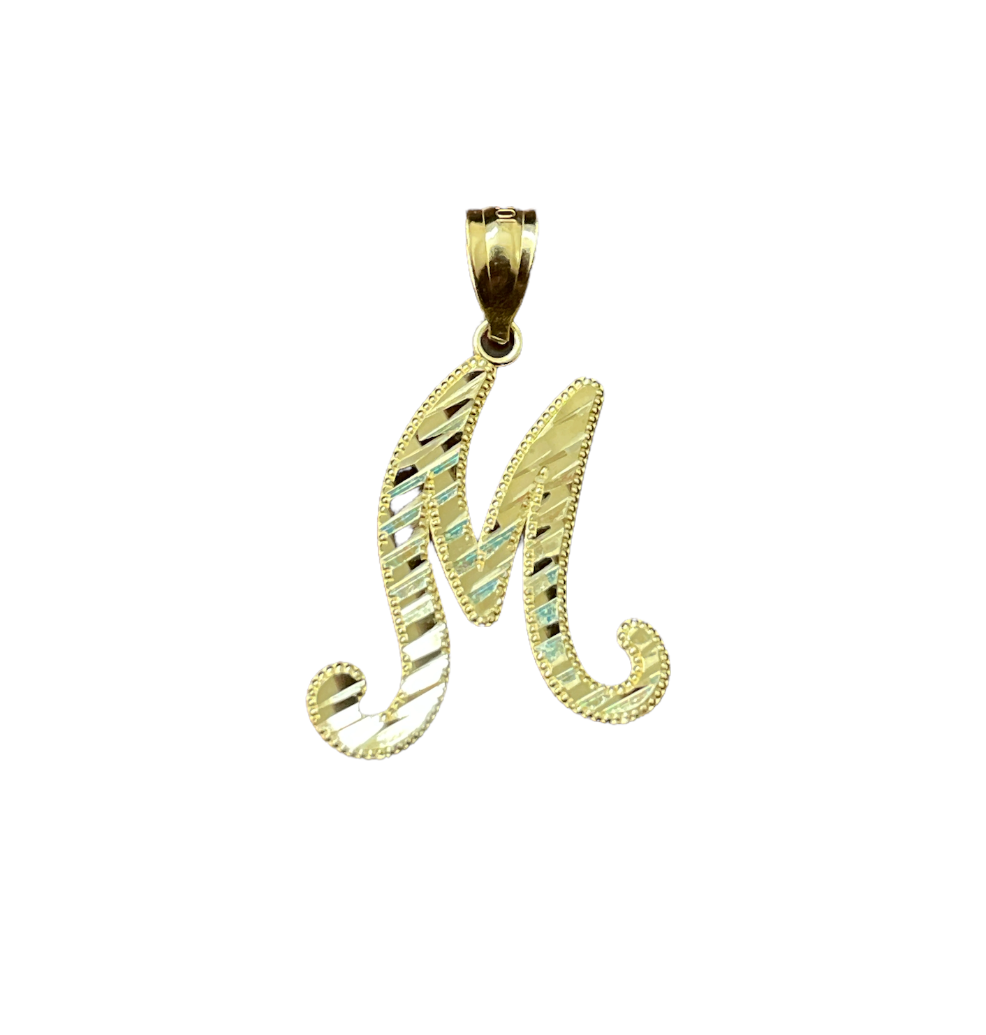 10K Y.Gold Initial Charm Cursive "M"