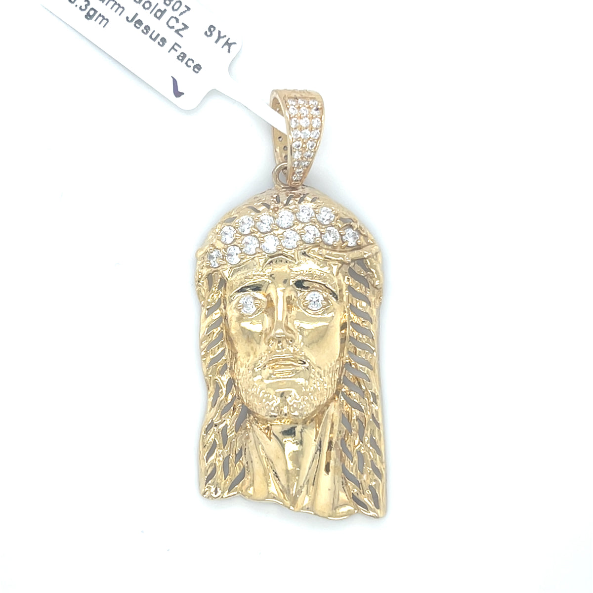 10K Y.Gold CZ Charm Jesus Face