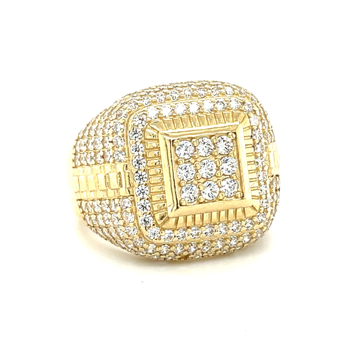 10K Yellow Gold CZ Men's Ring
