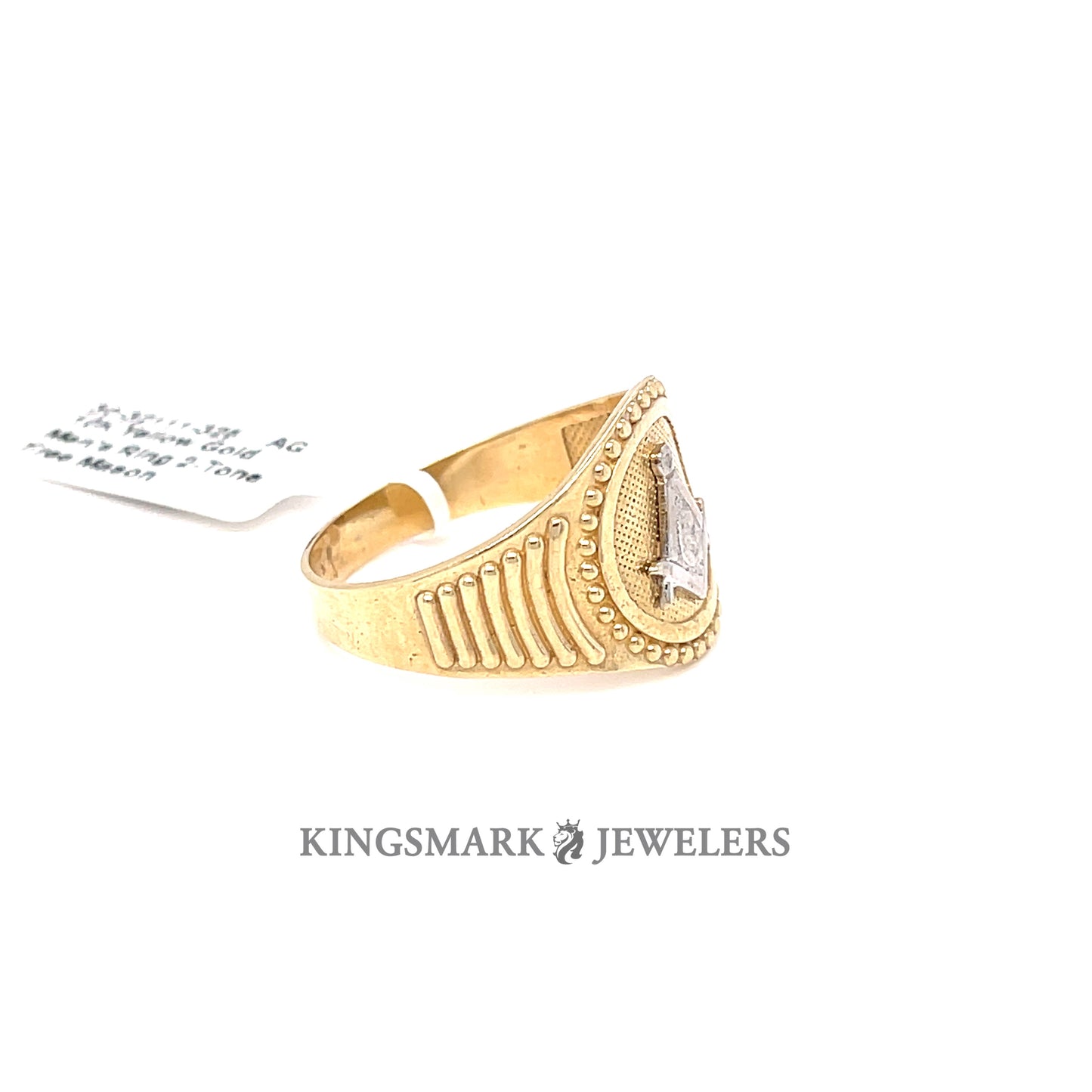 10K Yellow Gold Men's Ring 2-Tone Masonic