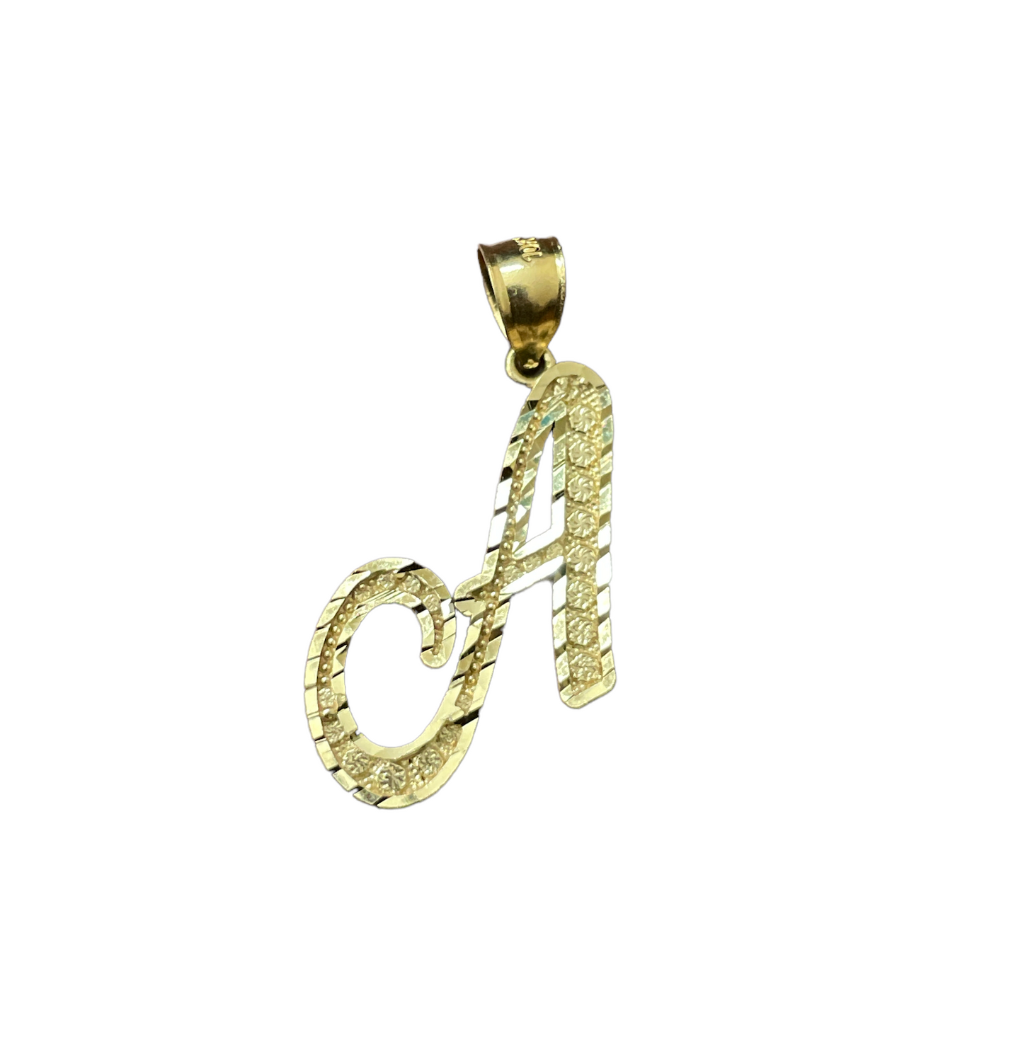 10K Y.Gold Dia-Cut Initial Charm Big Letter "A"