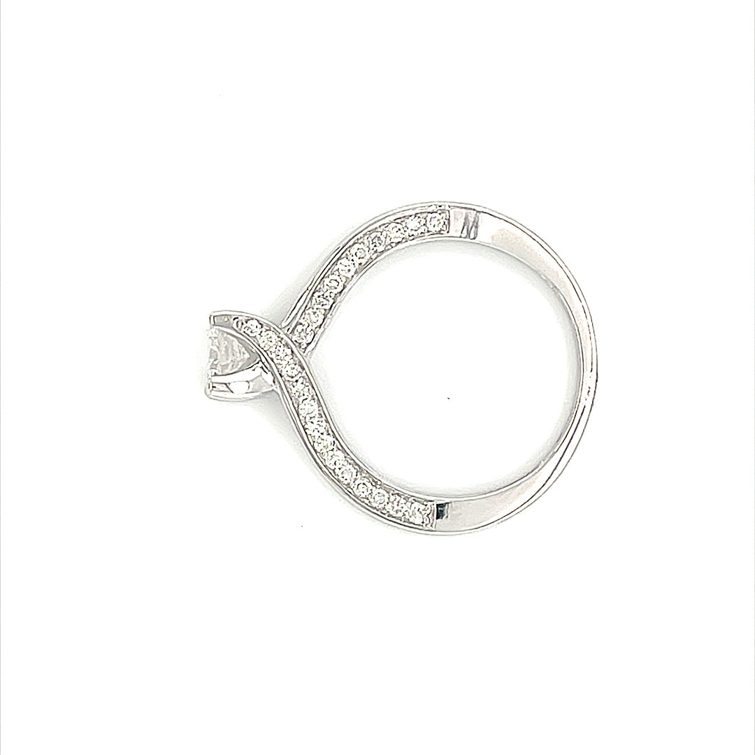 14K White Gold 0.75ct Diamond Ring, CTR 0.50ct, Si2, G