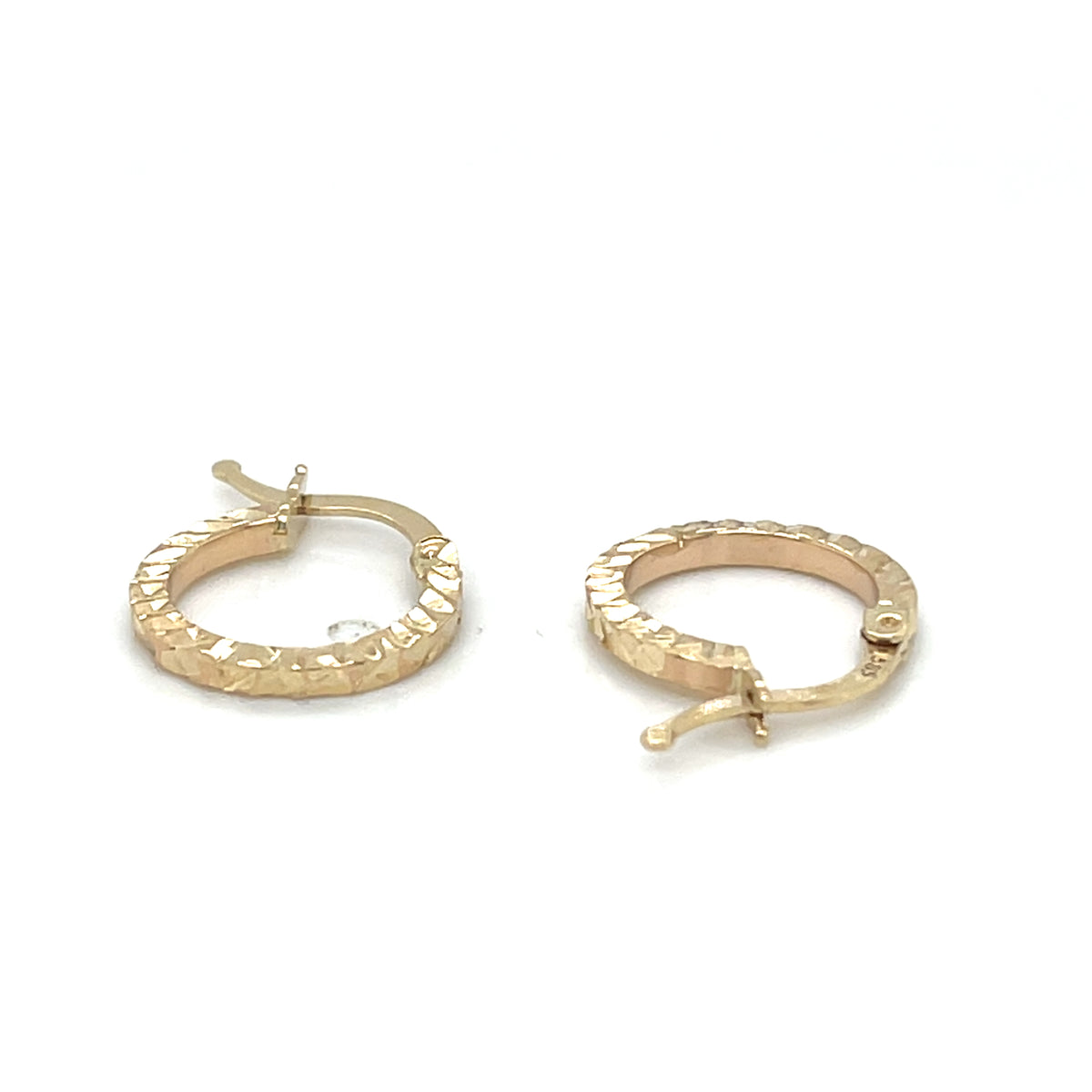 14KY Gold Small Dia-Cut Hoop E