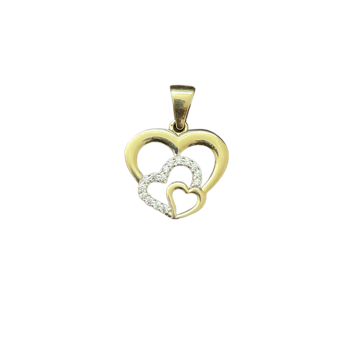 10K Y.Gold CZ Hearts Charm