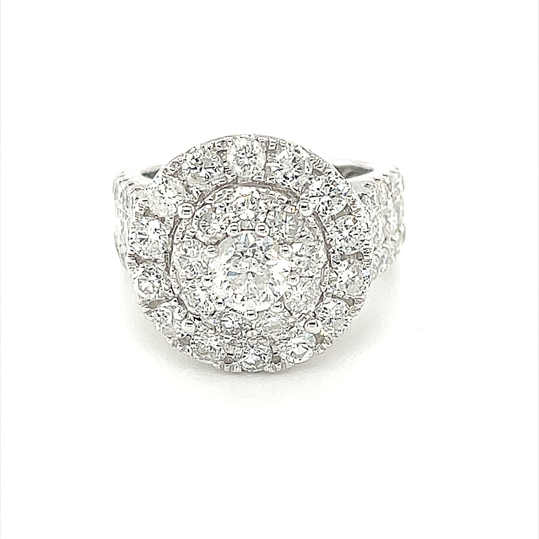 14K White Gold 3.80ct Diamond Ring, CTR 0.75, Si2, G