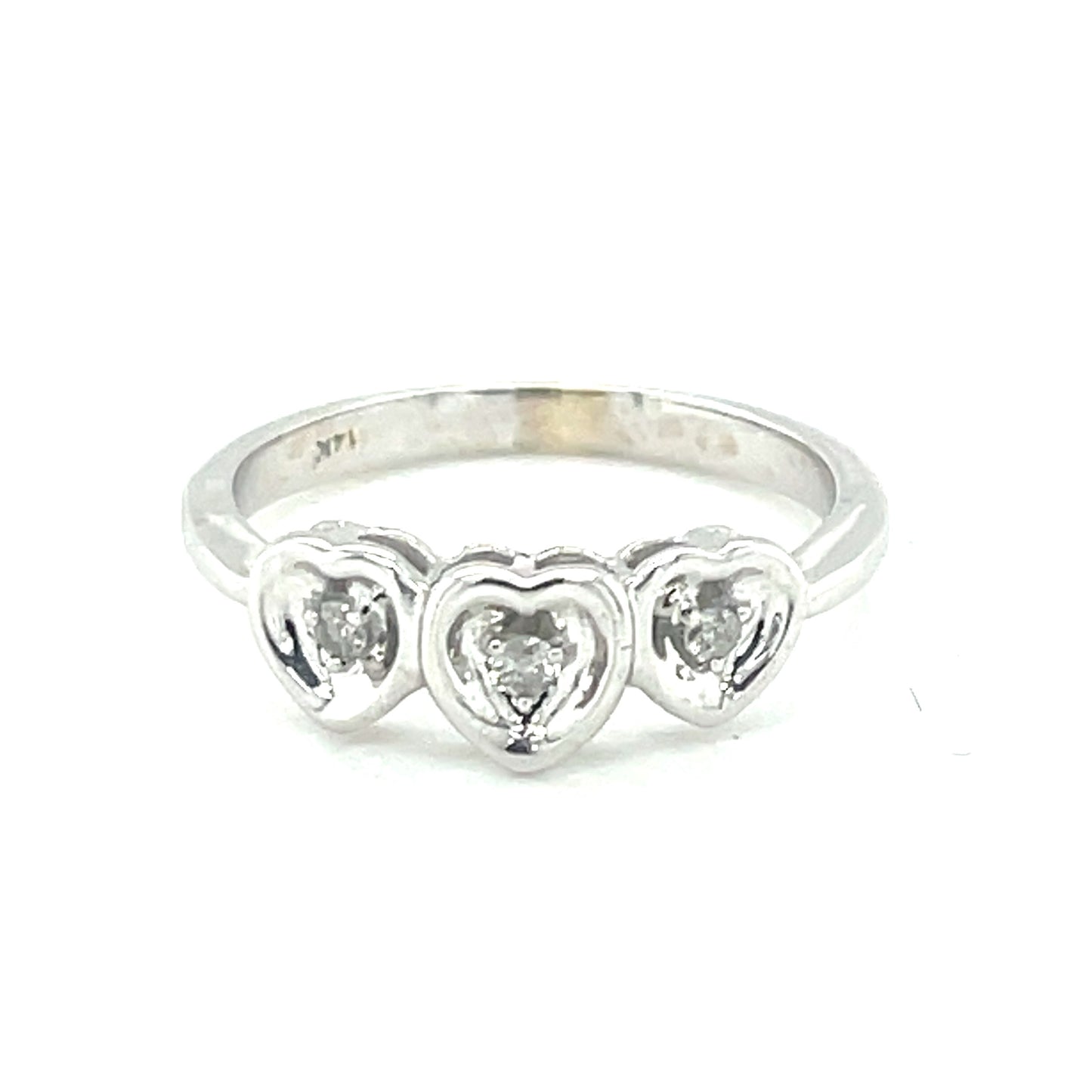 14K White Gold Heart 0.06ct Diamod -Ring Si