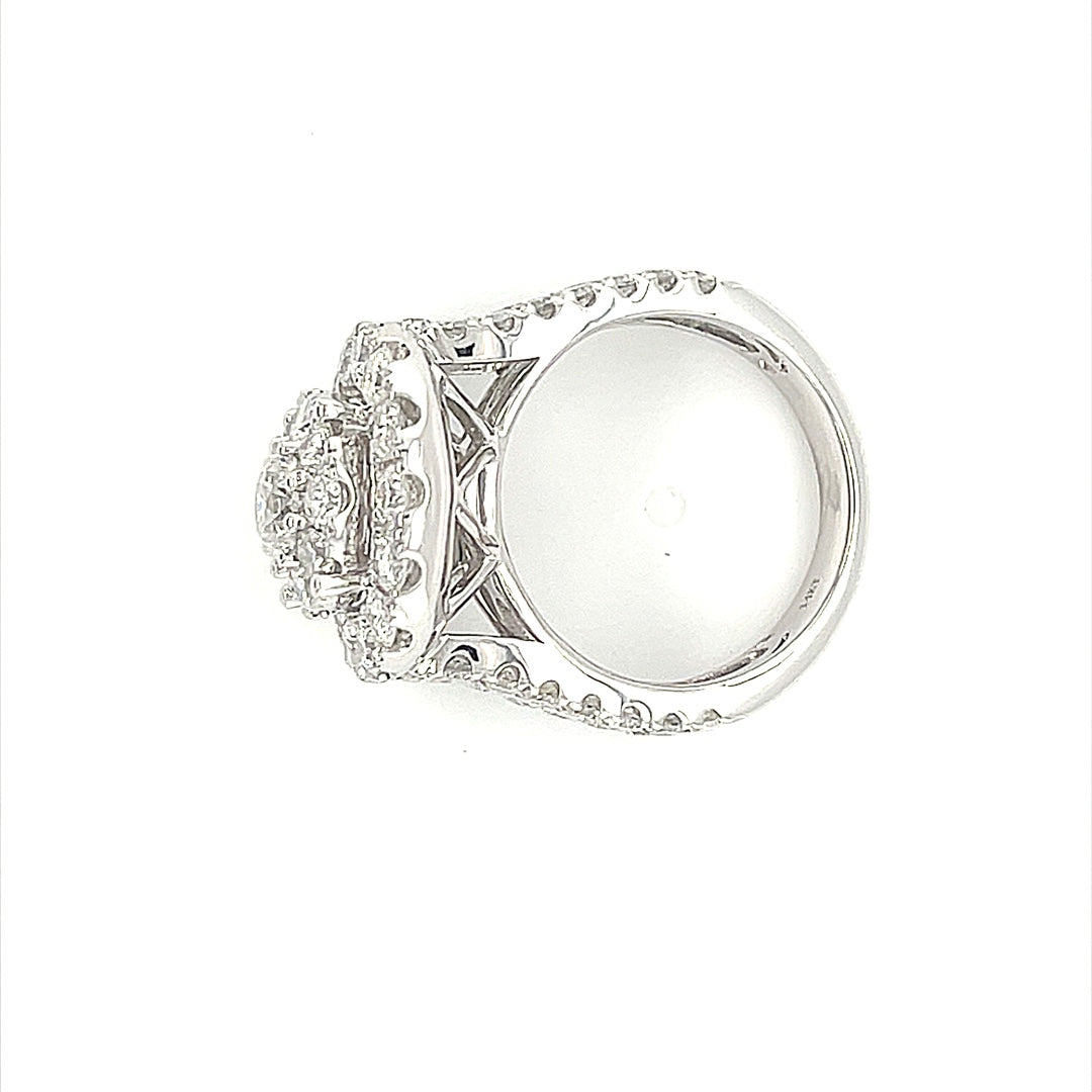 14K White Gold 3.80ct Diamond Ring, CTR 0.75, Si2, G