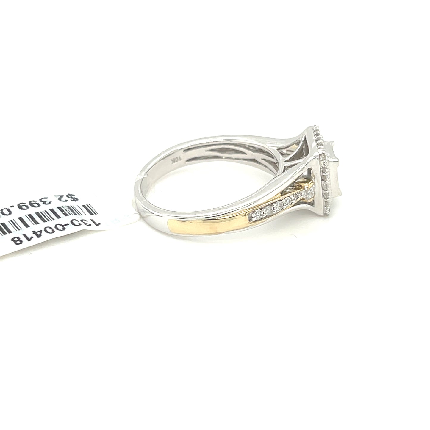 10K White+Yellow Gold 0.50ct Diamond Ladies Ring Si 2, H