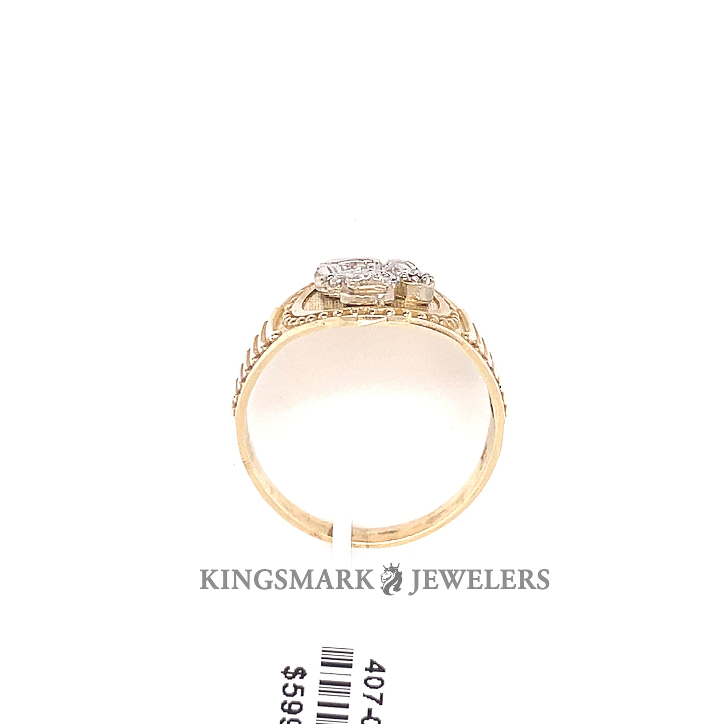 10K Yellow Gold 2-Tone Men's Ring Santa Barbara with Red Stone